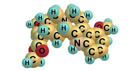 Mitragynine molecular structure isolated on white Stock Illustration