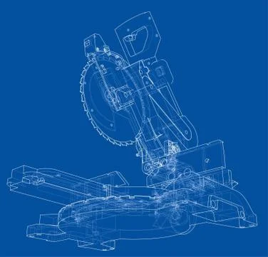 Mitre saw blade concept Illustrazione stock