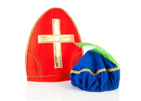 Mitre of sinterklaas and hat of black pete Stock Photos