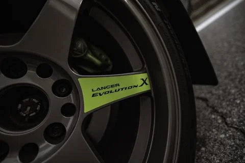 Mitsubishi lancer evolution x wheel and brake Stock Photos