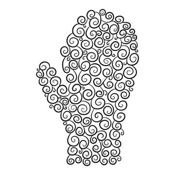 Mitten black spirals on a white background. Vector illustration Stock Illustration