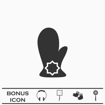 Mitten icon flat. Stock Illustration