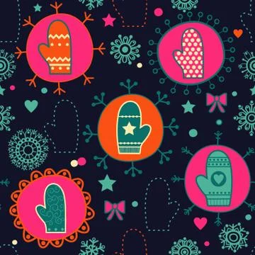 Mitten seamless pattern Stock Illustration