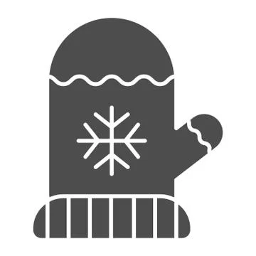 Mitten with snowflake solid icon. Warm clothes vector illustration isolated on Illustrazione stock
