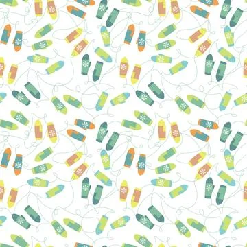 Mittens gloves vector winter seamless pattern Stock Illustration