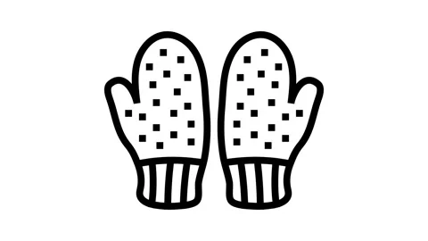 Mittens knitting wool line icon animation Stock Footage 326134204