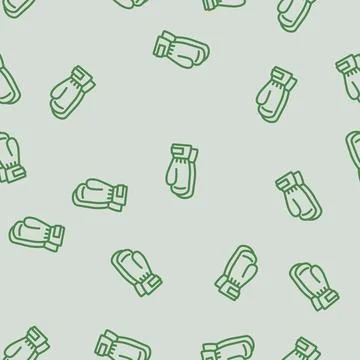 Mittens knitting wool line vector seamless pattern Stock Illustration