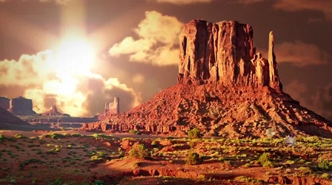 The Mittens Mountains with Dark Background Clouds in Timelapse 스톡 동영상 58281905