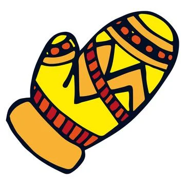 Mittens vector drawing, warm winter clothes with a bright pattern Stockillustratie