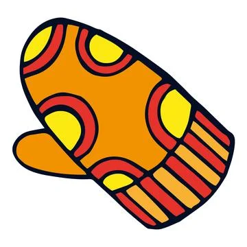 Mittens vector drawing, warm winter clothes with a bright pattern Stock Illustration