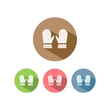 Mittens vector icon on colored circles Stock Illustration