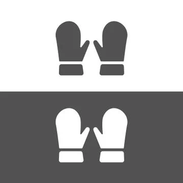 Mittens vector icon on dark and white background Stock Illustration
