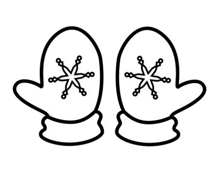 Mittens - vector linear picture for coloring. A pair of mittens with snowflakes Illustrazione stock