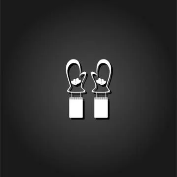 Mittens winter icon flat. Stock Illustration