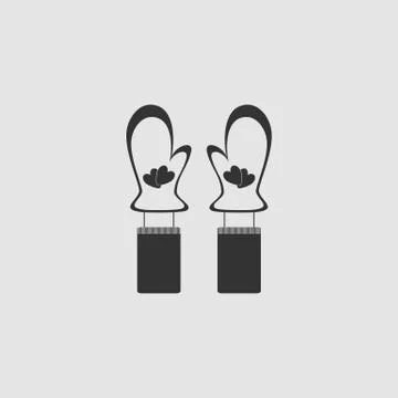 Mittens winter icon flat. Stock Illustration
