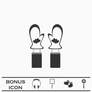 Mittens winter icon flat. Illustrazione stock