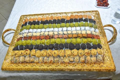 Mix arabian sweets middle eastern delicious dessert Arabic culture special .. Stock Photos