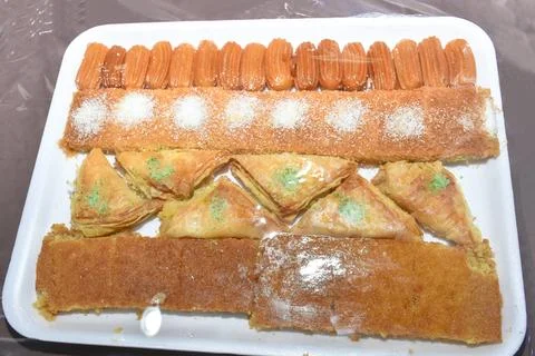 Mix arabian sweets middle eastern delicious dessert Arabic culture special .. Stock Photos
