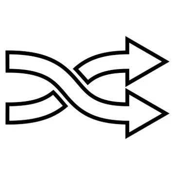 Mix Arrows Horizontal Contour Vector Icon Stock Illustration
