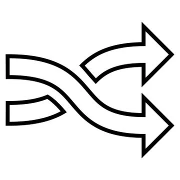 Mix Arrows Horizontal Outline Vector Icon Stock Illustration