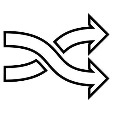 Mix Arrows Horizontal Outline Vector Icon Stock Illustration