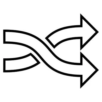 Mix Arrows Horizontal Thin Line Vector Icon Stock Illustration