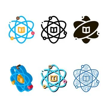 Mix atom chemistry study icon vector outline Stock Illustration