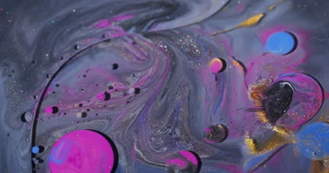 Mix bubbles ink art flow glitter liquid sparkling Stock Footage 318503436