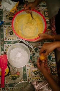 Mix the butter well to make Eid cake dough. Stock Photos