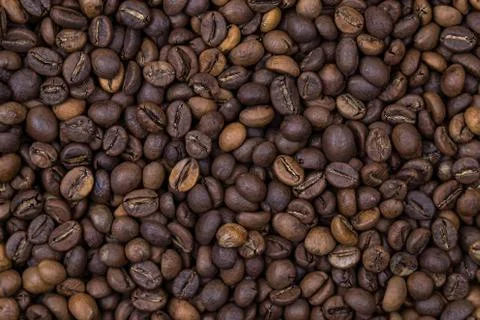 Mix of coffee roasted beans of different varieties Stock Photos