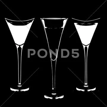 Mix color cocktail glass vector art Stock Illustration