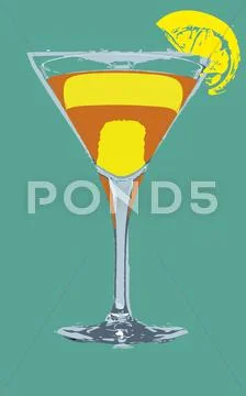 Mix color cocktail glass vector art Stock Illustration
