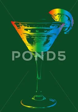 Mix color cocktail glass vector art Stock Illustration