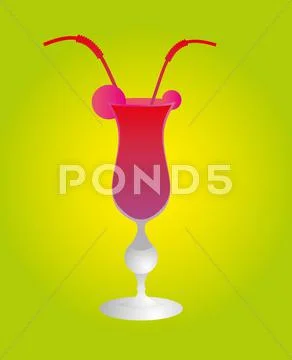 Mix color cocktail glass vector art Stock Illustration