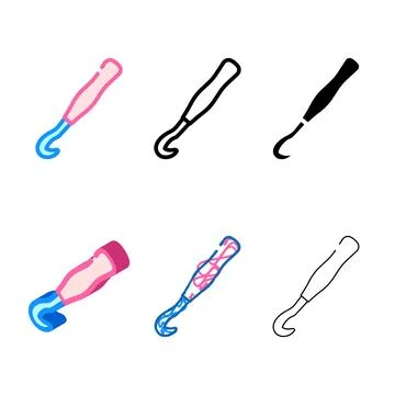 Mix crochet hook knitting wool color icon vector Stock Illustration