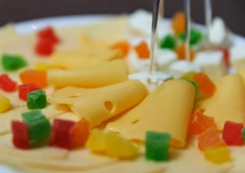 Mix of different cheeses Stock Photos