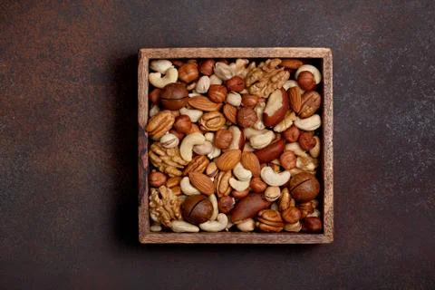 Mix of different nuts Stock Photos