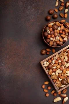 Mix of different nuts Stock Photos
