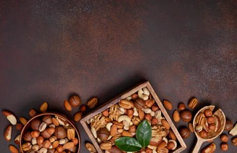 Mix of different nuts Stock Photos