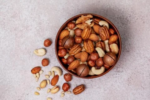 Mix of different nuts Stock Photos