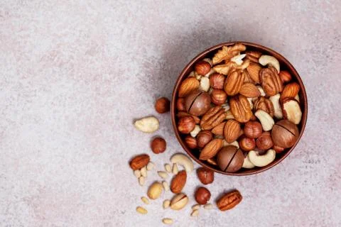 Mix of different nuts Stock Photos