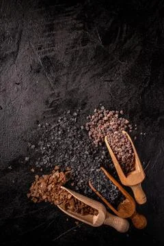 Mix of different salt types Stock Photos
