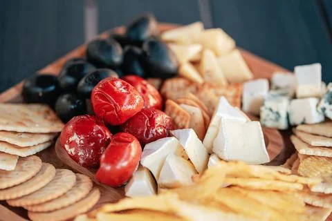 Mix of different snacks and appetizers. Stock Photos