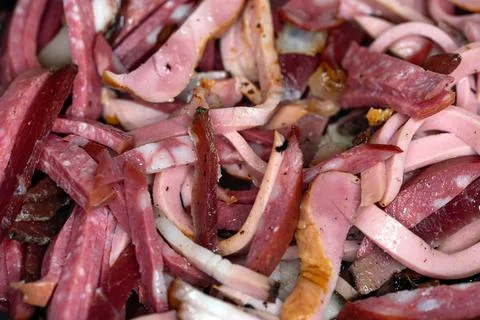 Mix from different types of sausages Stock Photos