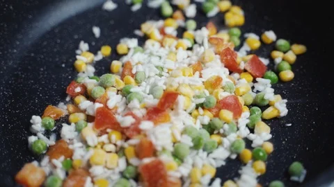 Mix Of Different Vegetables Fried In A Hot Frying Pan 動画素材 122191628