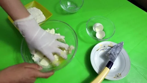 Mix the dough into a pie Stock Footage 79663658