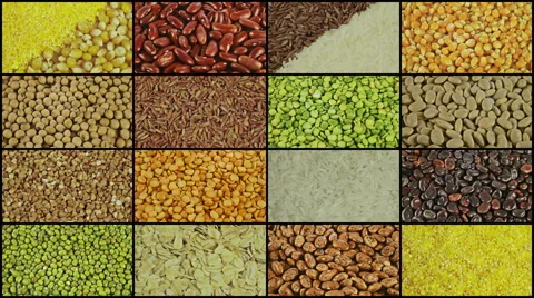 Mix of dried beans background rotation split screen 4k Video stock 53363053