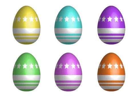 Mix Easter eggs for Easter holidays line star pattern in colorful and 3D Stock Illustration