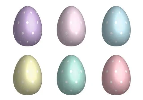 Mix Easter eggs for Easter holidays dot pattern in pastel color and 3D design Stock Illustration