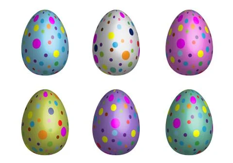 Mix Easter eggs for Easter holidays line dot pattern in colorful and 3D Stock Illustration